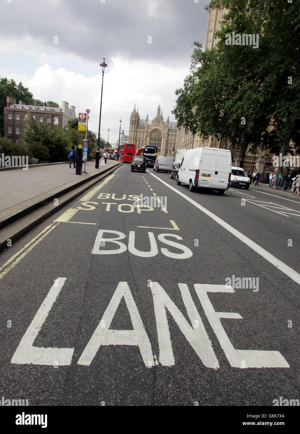 A Bus Lane. A bus lane in Westminister Stock Photo Alamy