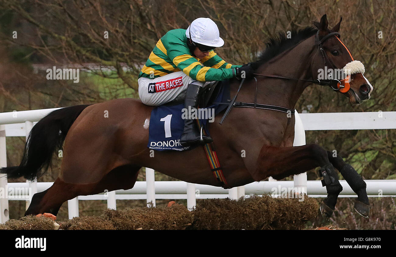 Don't Touch it ridden by Barry Geraghty wins The Donohue Marquees Maiden Hurdle during the BHP Insurances Irish Champion Hurdle day at Leopardstown Racecouse, Dublin. Stock Photo
