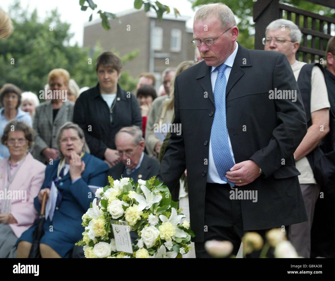 Flowers are laid at the memorial garden, by families of the victims of the Omagh bomb explosion