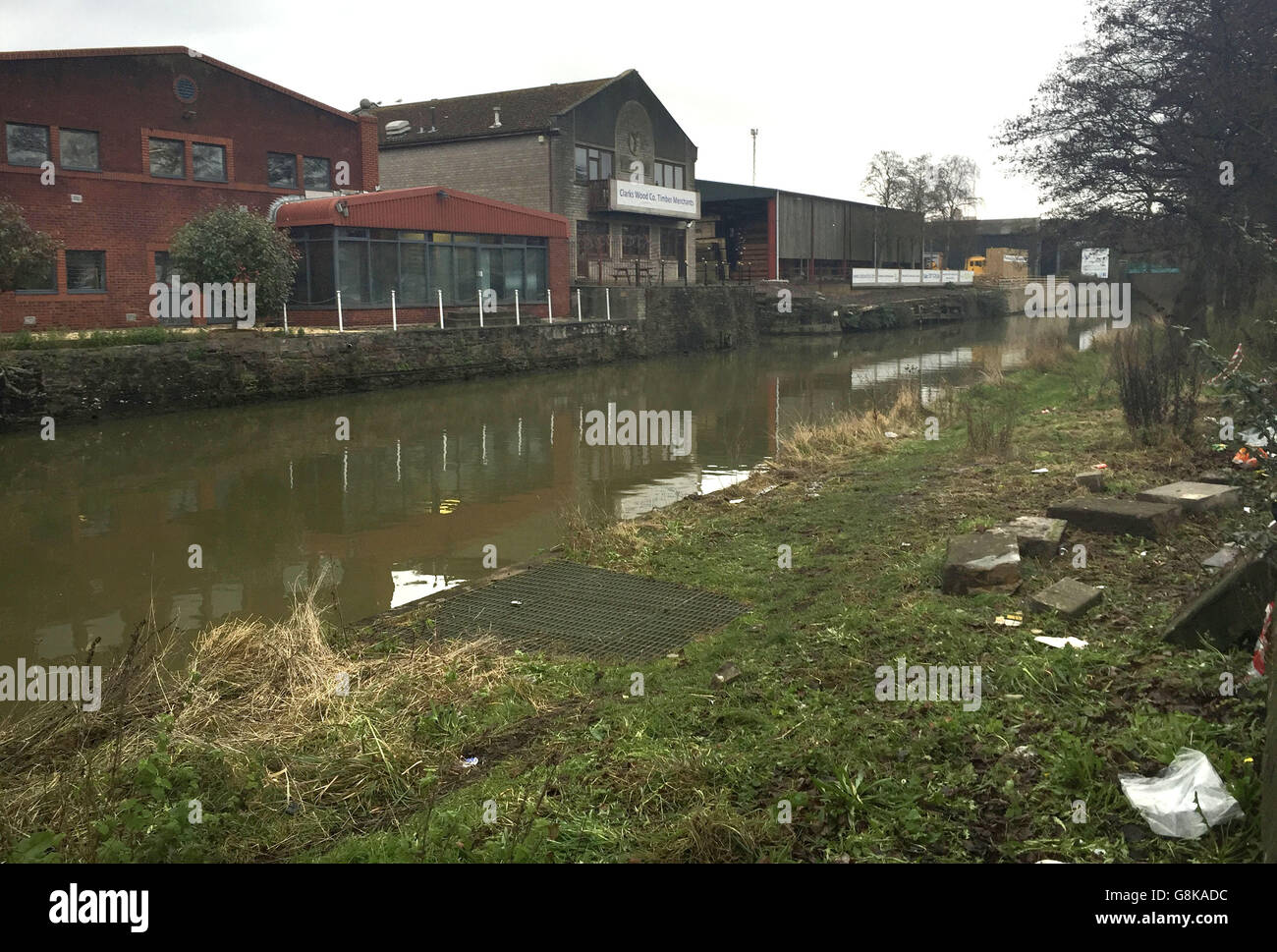 Feeder Canal in Bristol where two people died after their car plunged into the canal. Stock Photo