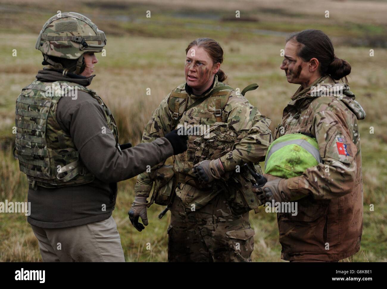 Armed Forces Minister Penny Mordaunt (left) chats with Staff Sergeant