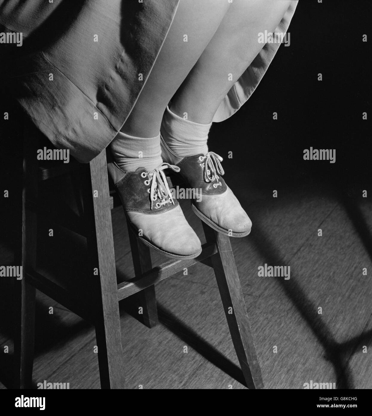 Saddle Shoes of High School Teenage Girl, Washington DC, USA, Esther Bubley for Office of War Information, October 1943 Stock Photo