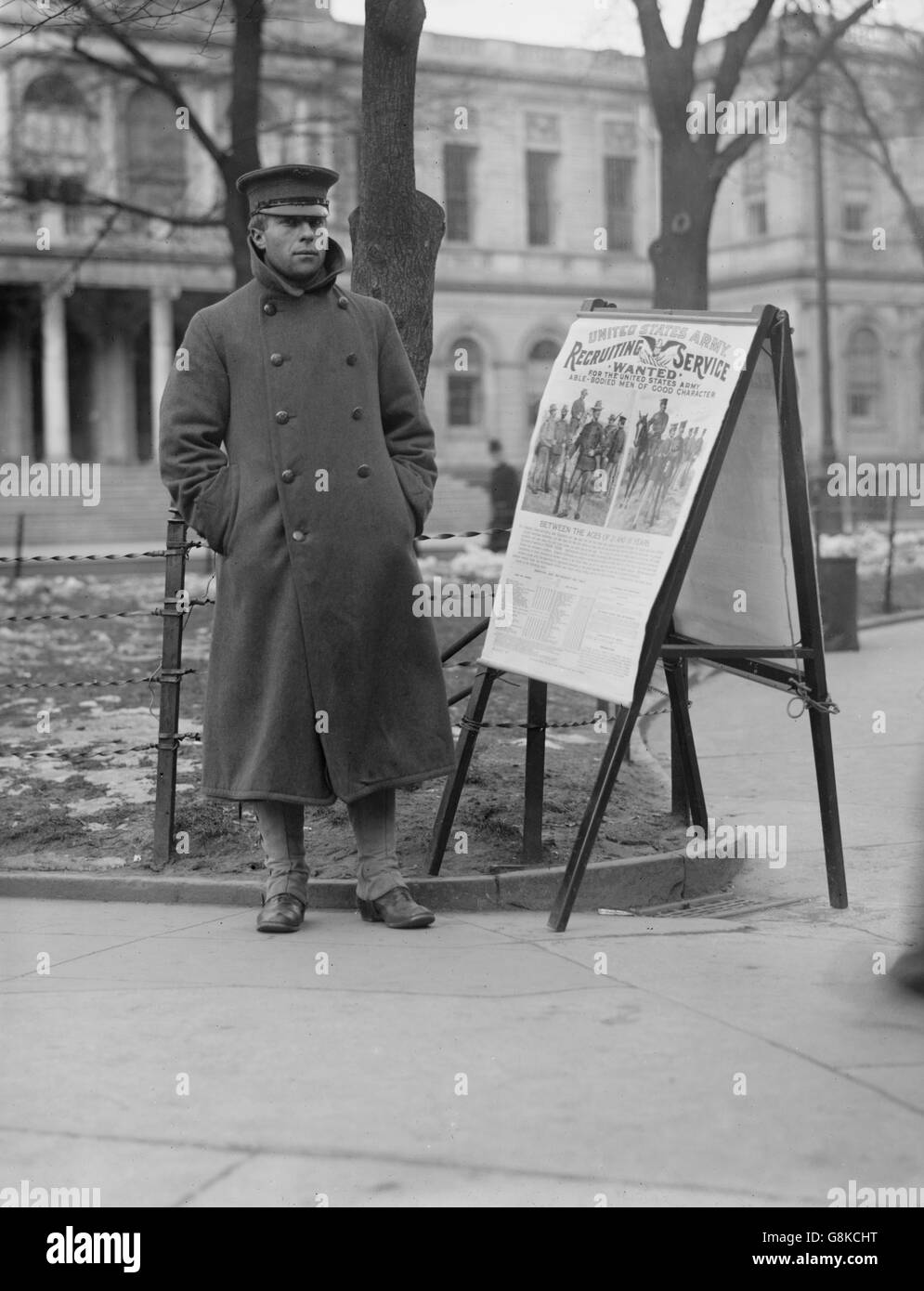 Recruiting for U.S. Army, City Hall Park, New York City, New York, USA, Bain News Service, February 1908 Stock Photo