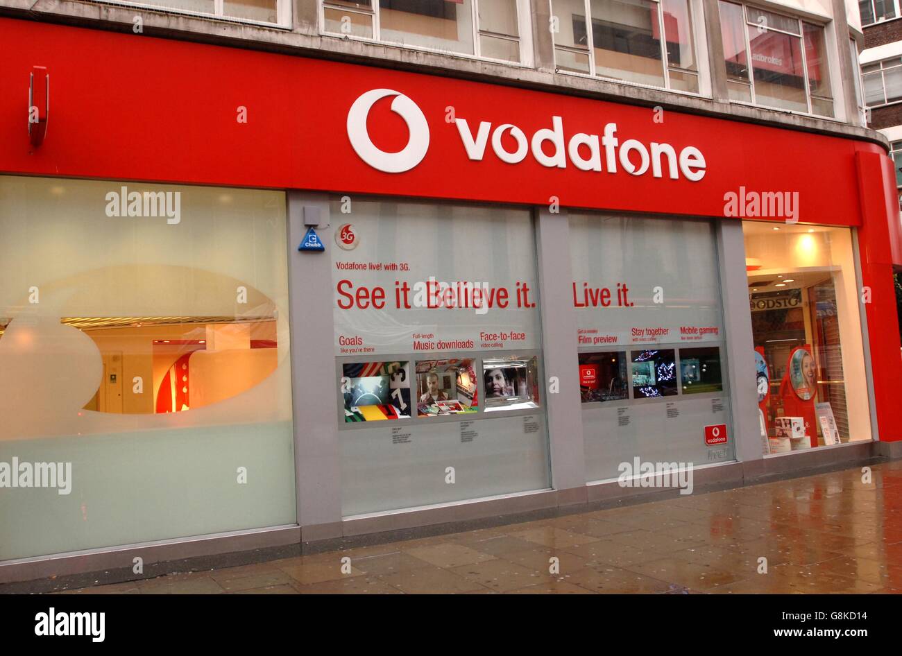 General Views of Shops in London. The vodafone store on Oxford Street