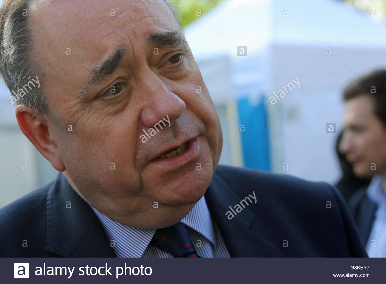 Alex Salmond holds an interview in the wake of the Brexit vote at Westminster Stock Photo