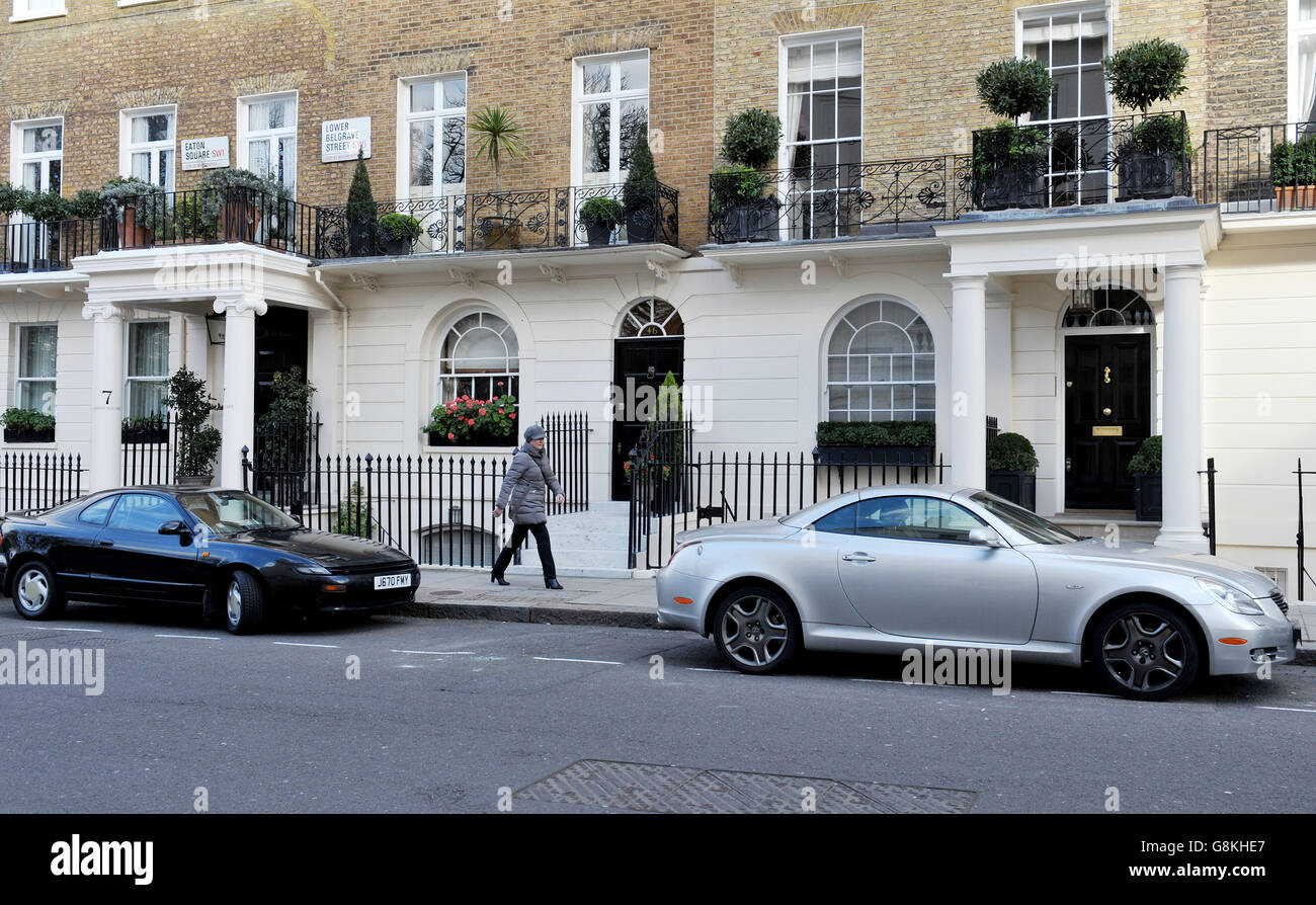 A general view of 46 Lower Belgrave Street, central London, the former