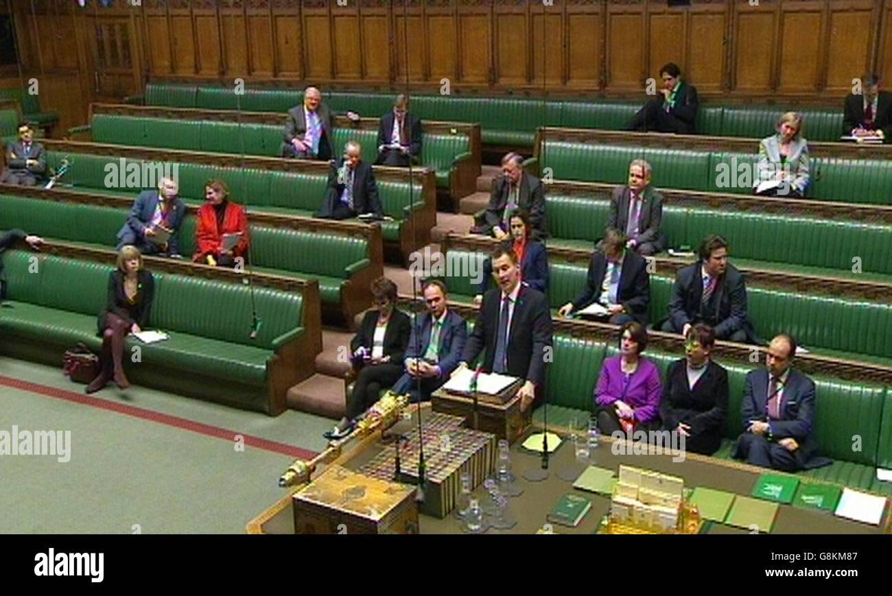 Health secretary hunt delivers statement to the house of commons hi-res ...