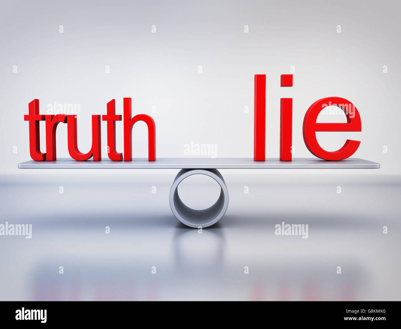 Abstract balance truth and lie (done in 3d rendering) Stock Photo
