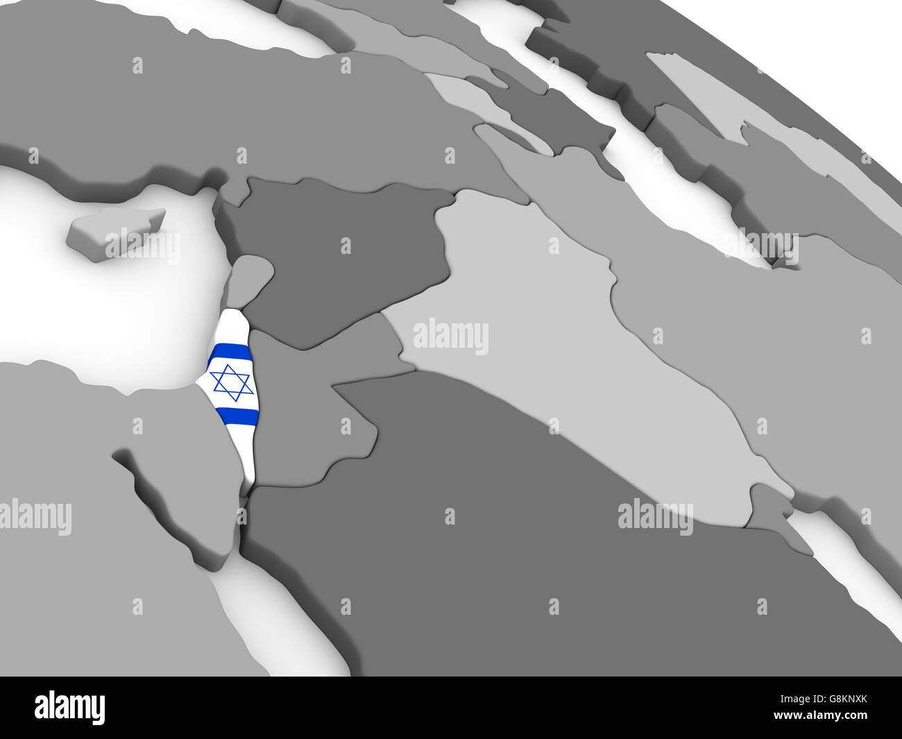 Map of Israel with embedded national flag. 3D illustration Stock Photo ...