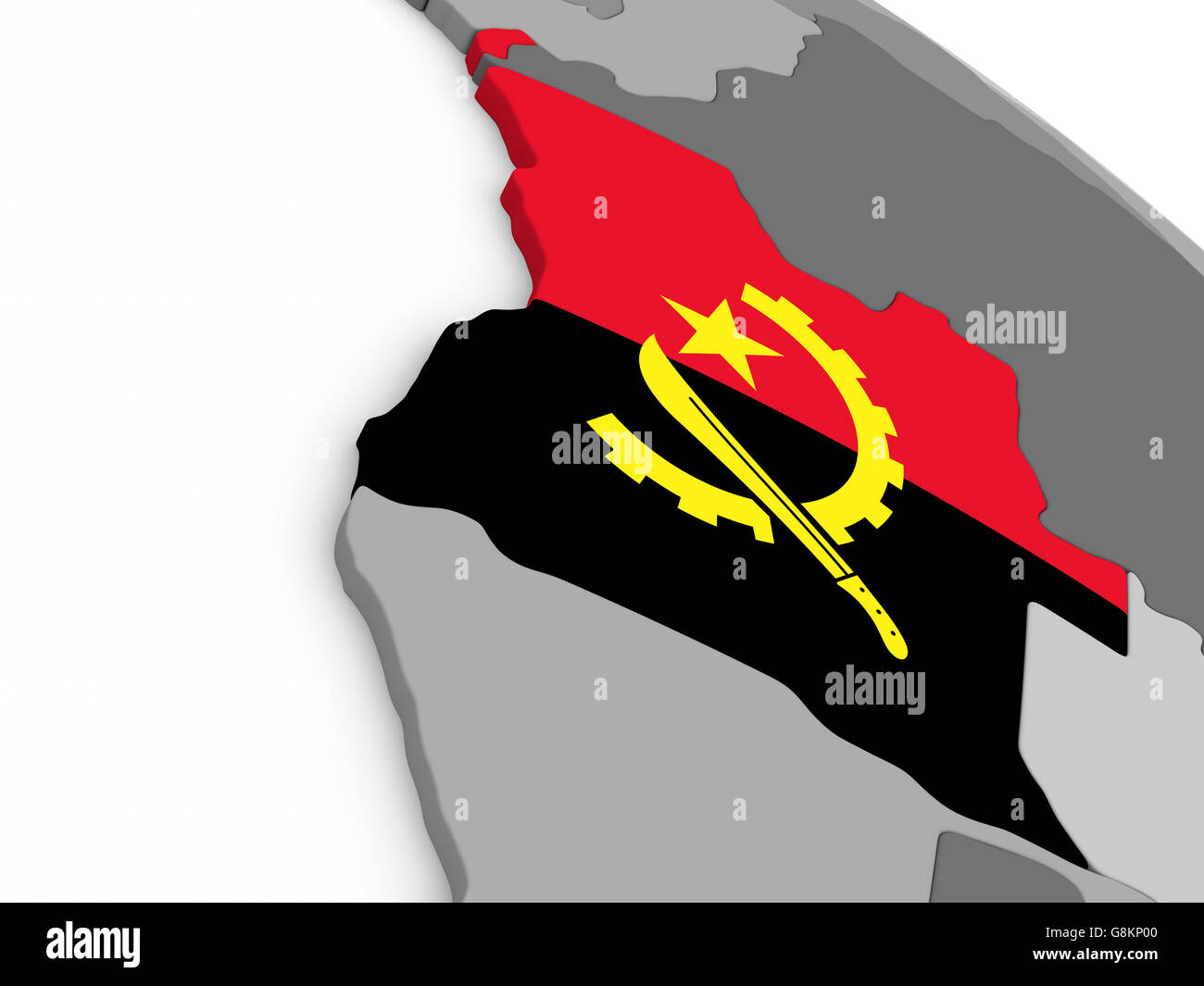 Map of Angola with embedded national flag. 3D illustration Stock Photo ...