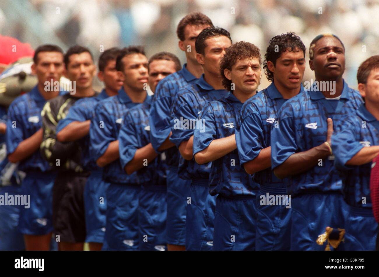 The El Salvador team line up for their national anthem Stock Photo - Alamy