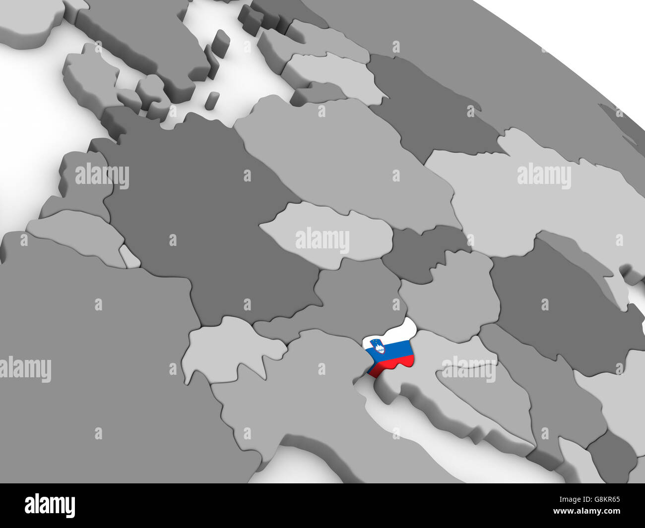 Map of Slovenia with embedded national flag. 3D illustration Stock ...