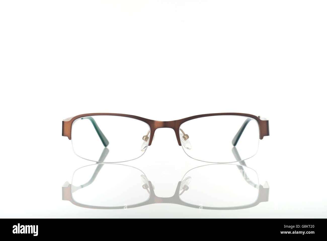 Front view of Eyeglasses with Metal Frame Stock Photo