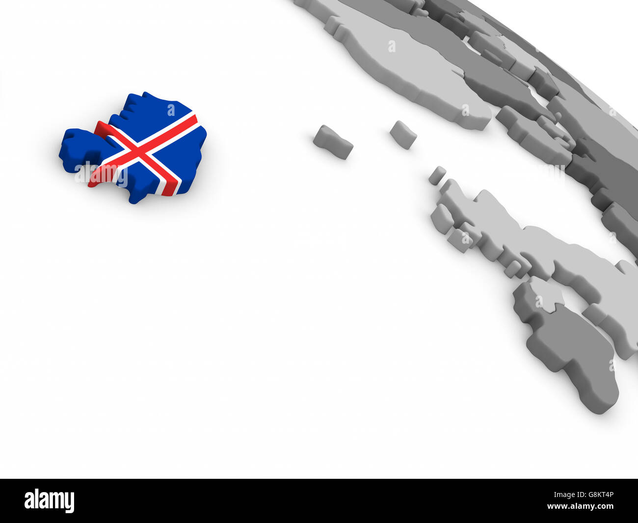 Map of Iceland with embedded national flag. 3D illustration Stock Photo ...