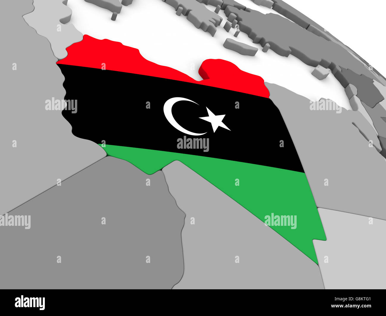 Map of Libya with embedded national flag. 3D illustration Stock Photo ...
