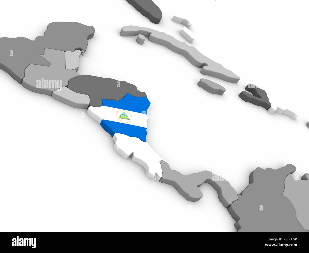 Map Of Nicaraqua With Embedded National Flag 3D Illustration Stock   Map Of Nicaraqua With Embedded National Flag 3d Illustration G8KTGR 