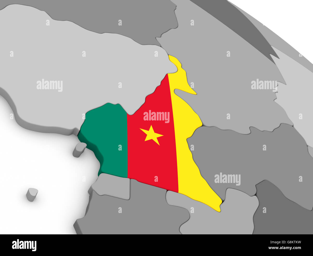 Map Of Cameroon With Embedded National Flag 3D Illustration Stock   Map Of Cameroon With Embedded National Flag 3d Illustration G8KTKW 