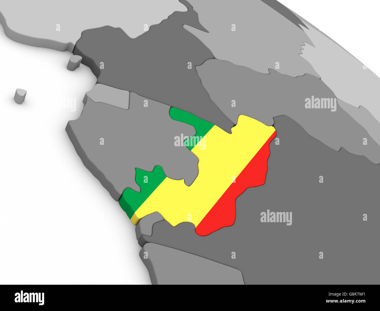 Map of Congo with embedded national flag. 3D illustration Stock Photo ...