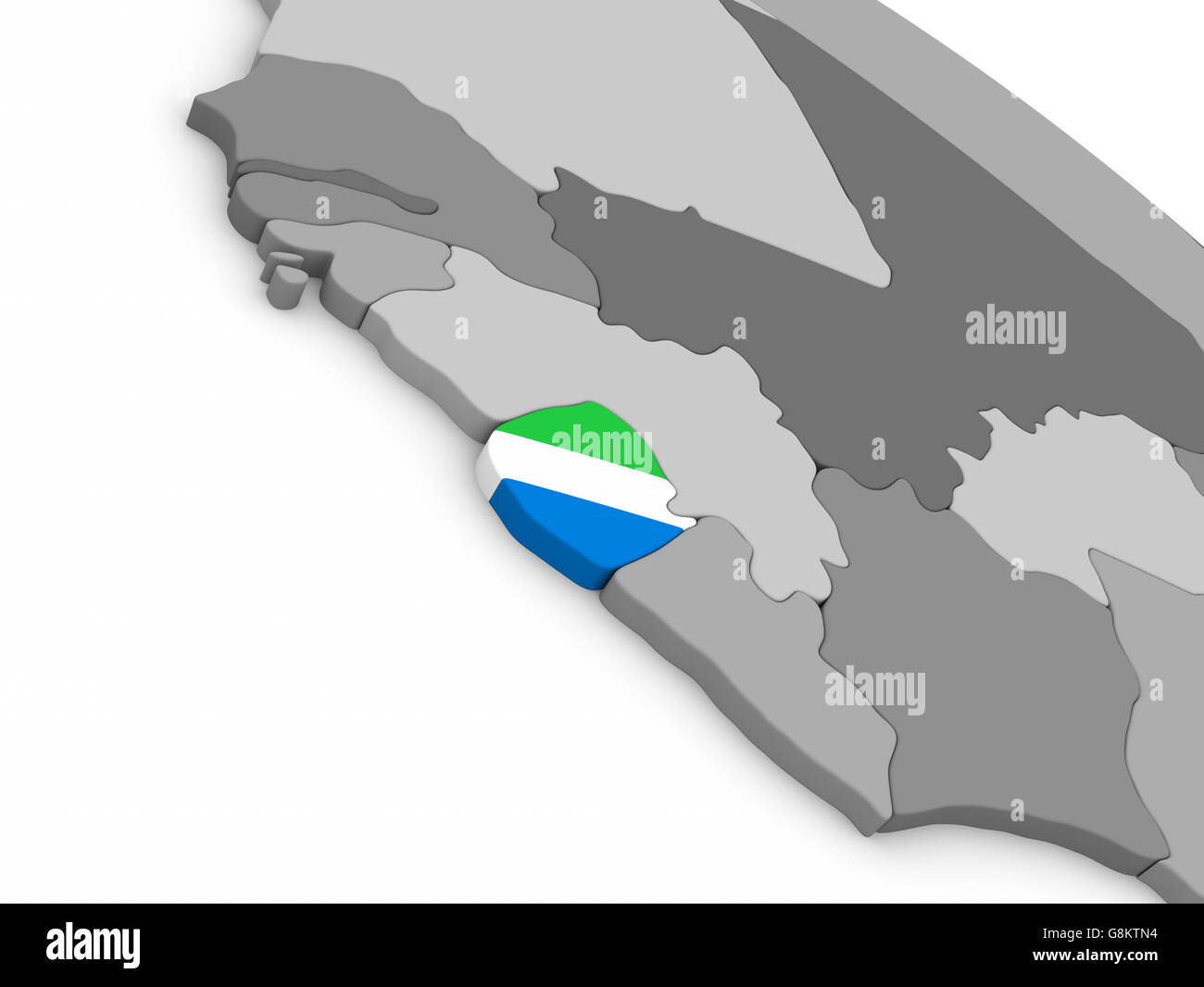 Map of Sierra Leone with embedded national flag. 3D illustration Stock ...