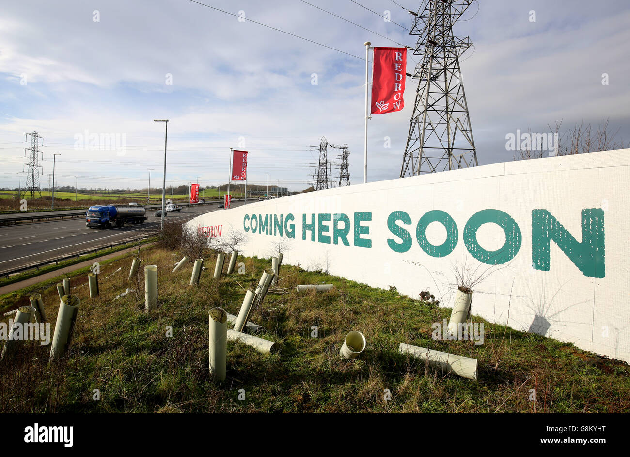 An advertising hoarding on the A2 adjacent to the site in