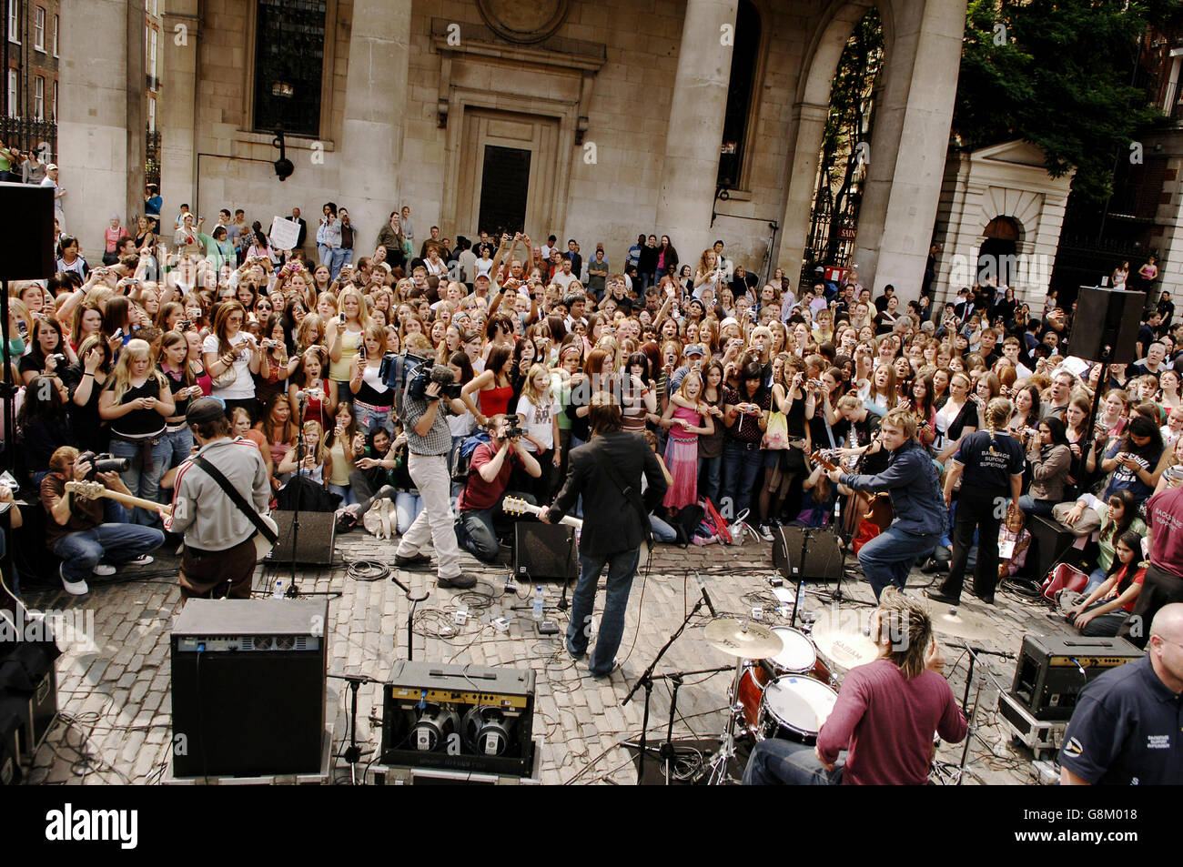 Teenage Cancer Trust gig - McFly - West Piazza Square - Covent Garden - 2005 Stock Photo
