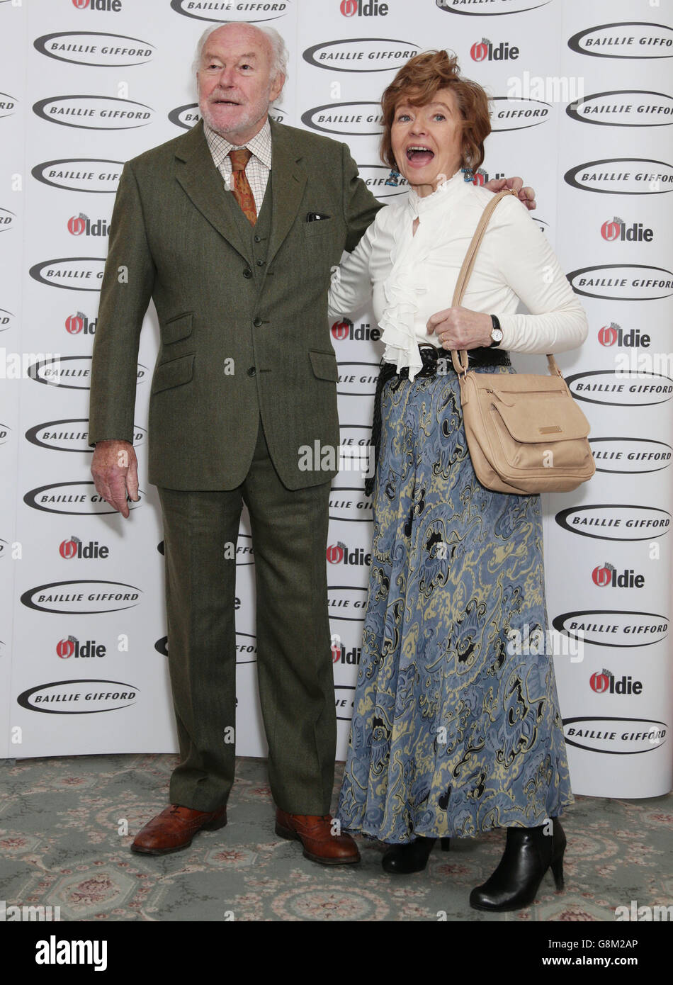 Timothy West and his wife Prunella Scales arriving for the Oldie of the
