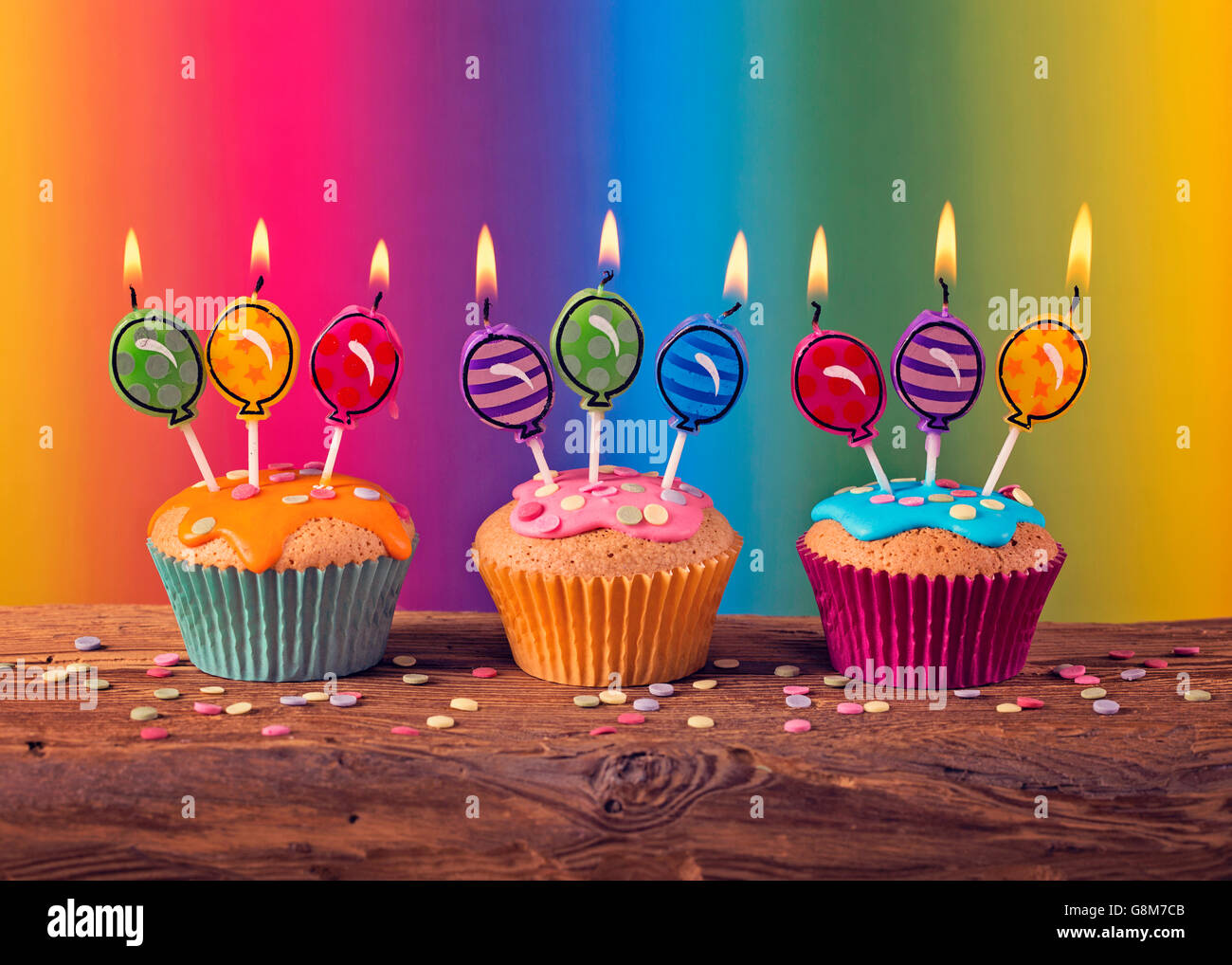 Happy birthday cupcakes colorful background hi-res stock photography and  images - Alamy