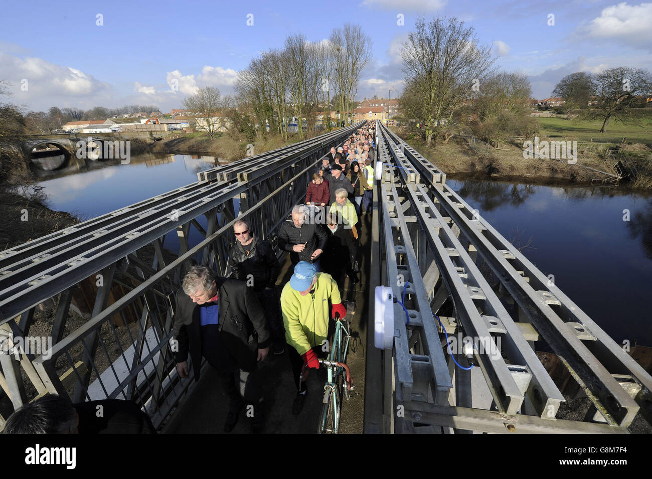 Temporary footbridge in Tadcaster Stock Photo