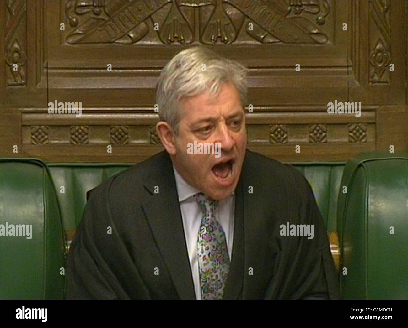 Speaker of the House of Commons John Bercow speaks during Prime