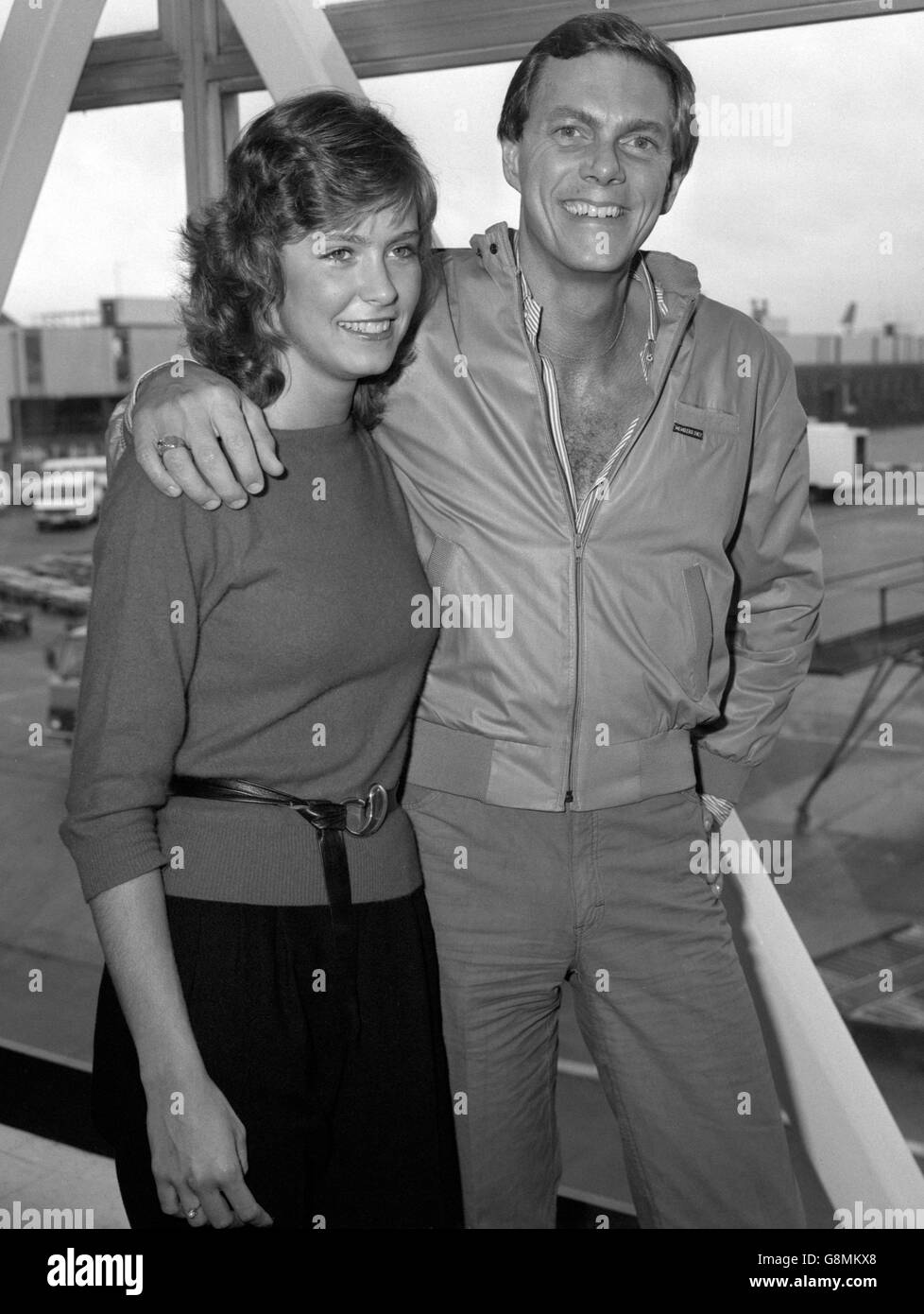 Richard Carpenter and Sherry Lascoe - Heathrow Airport Stock Photo