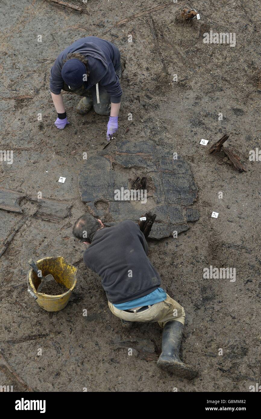 Bronze Age wheel discovered Stock Photo Alamy