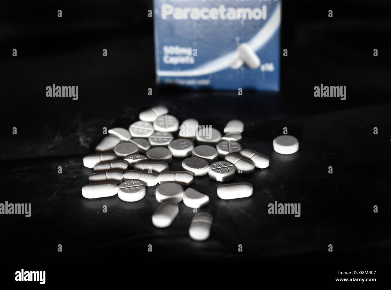 Pain killer stock. Stock photo of Paracetamol tablets. Stock Photo