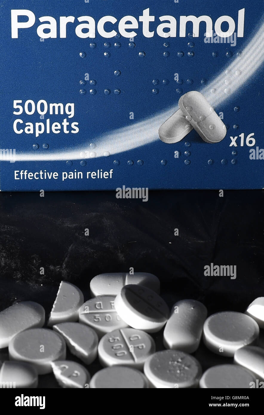Pain killer stock. Stock photo of Paracetamol tablets. Stock Photo