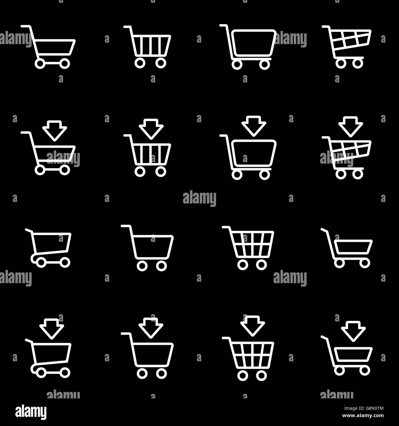 Vector line shopping cart icon set Stock Vector Image & Art - Alamy