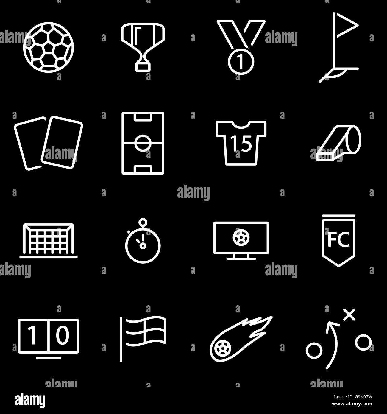 Vector line soccer icon set Stock Vector Image & Art - Alamy