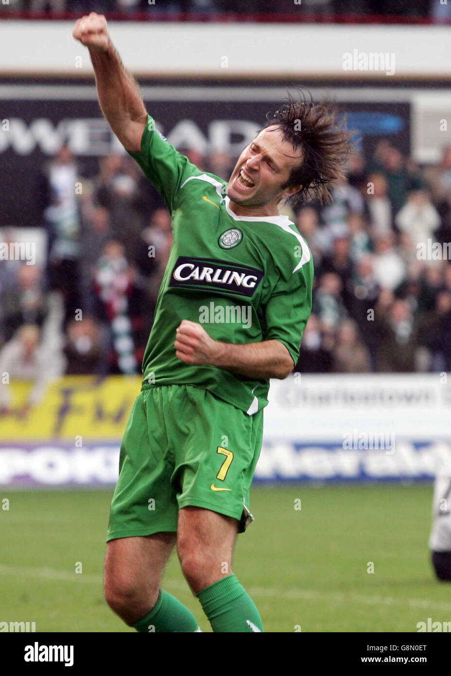 Celtic's Maciej Zurawski celebrates scoring his second goal against