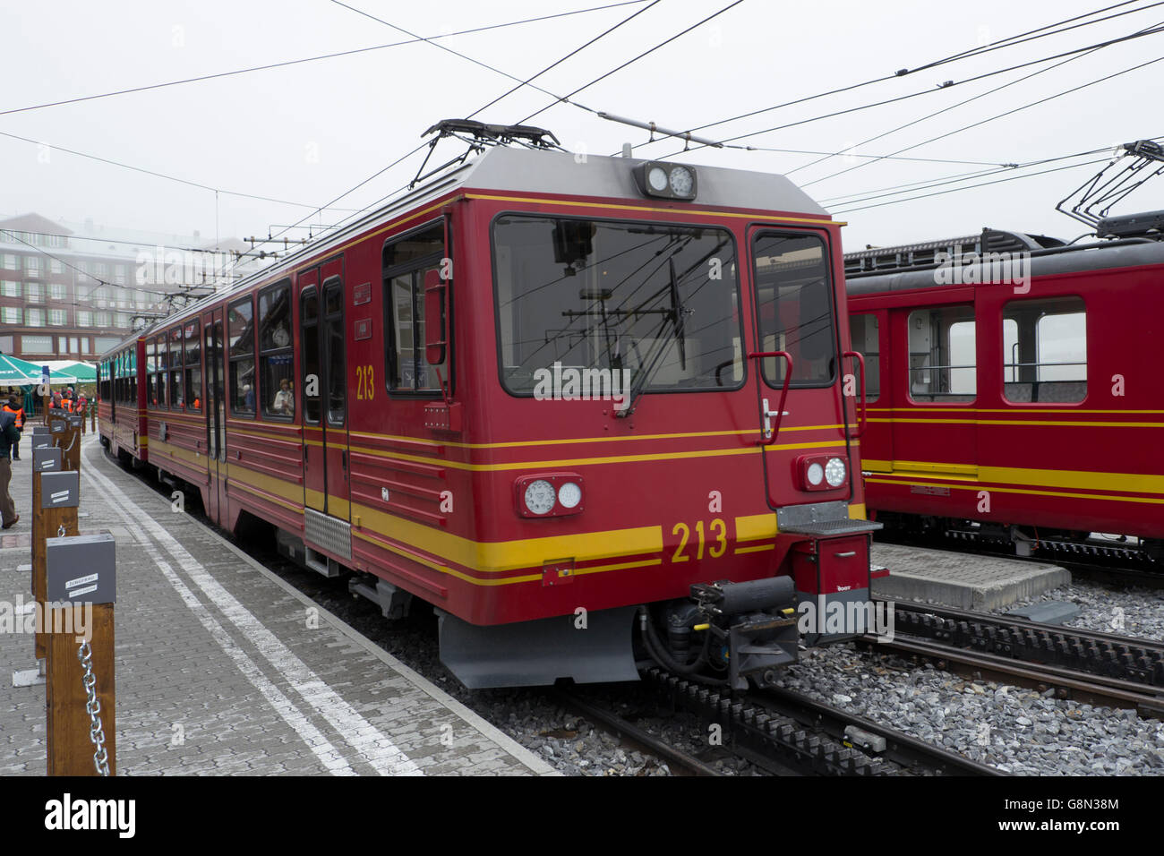 Jungfrau Railway Train at Kleine Scheidegg Station Bernese Oberland
