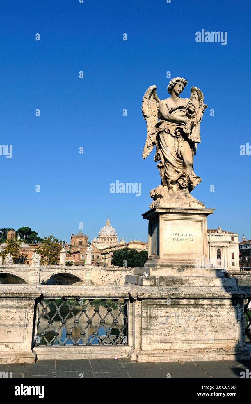 Bernini statue on the Ponte Sant Angelo, River Tiber, Rome, Italy, Europe Stock Photo
