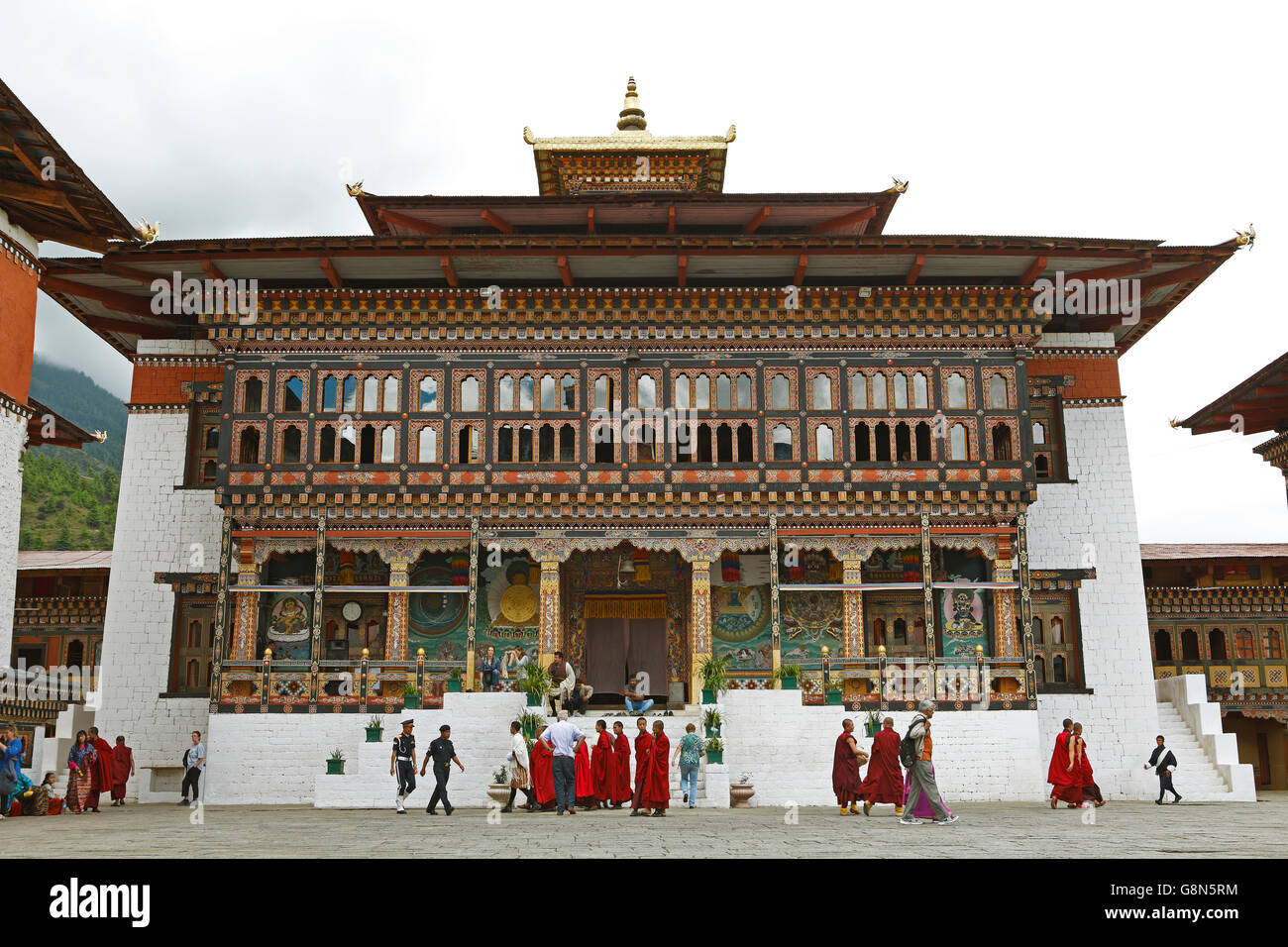 Tashichho Dzong, Buddhistic monastery, Thimphu, Thimphu District, Bhutan Stock Photo