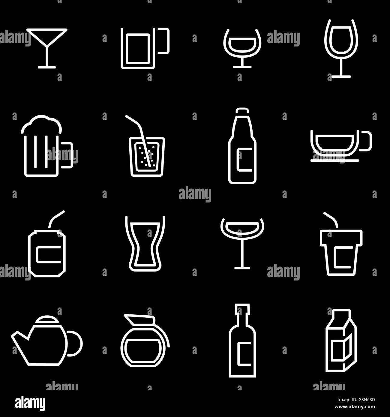 Vector line beverages icon set Stock Vector Image & Art - Alamy