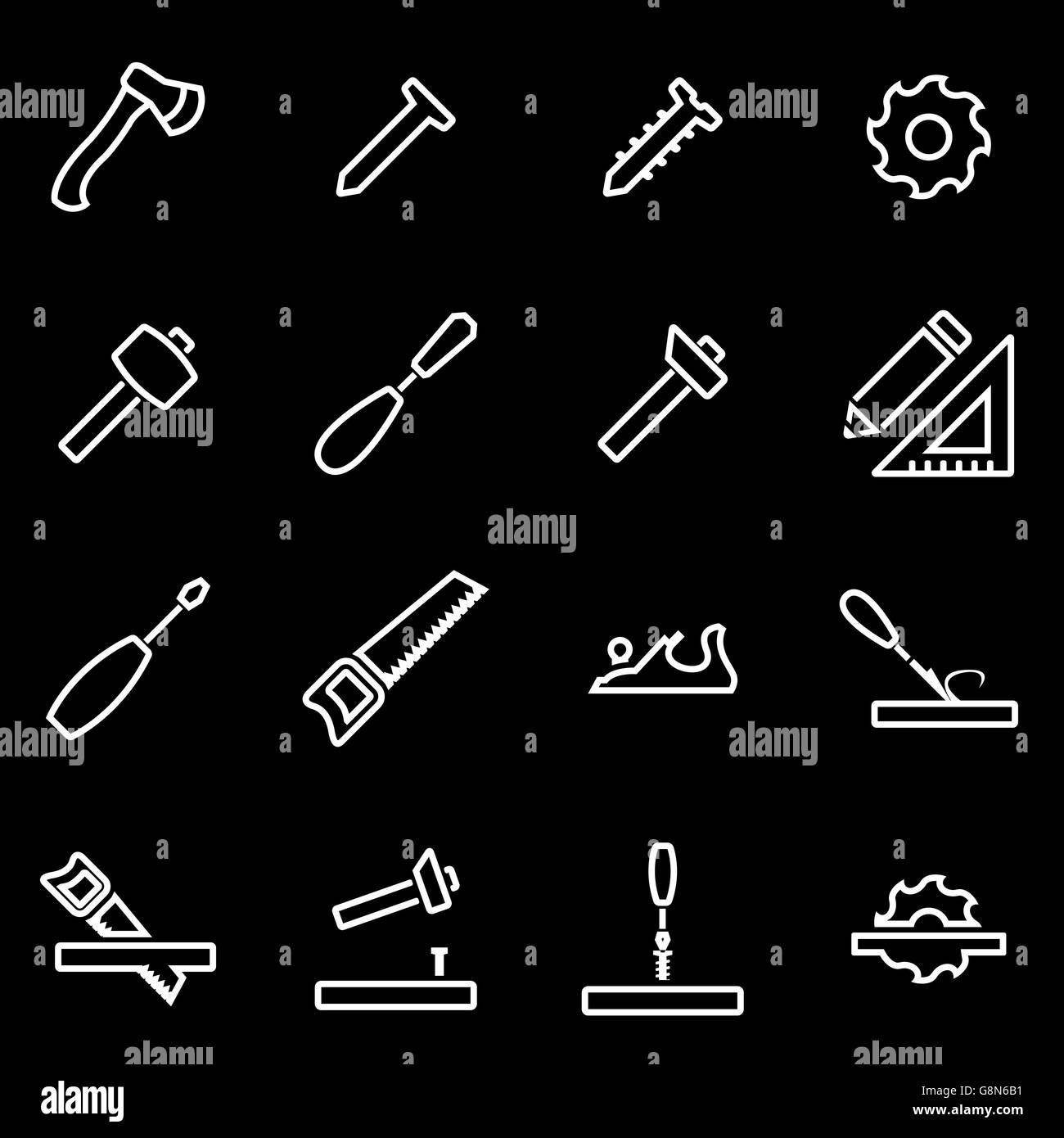 Vector line carpentry icon set Stock Vector Image & Art - Alamy