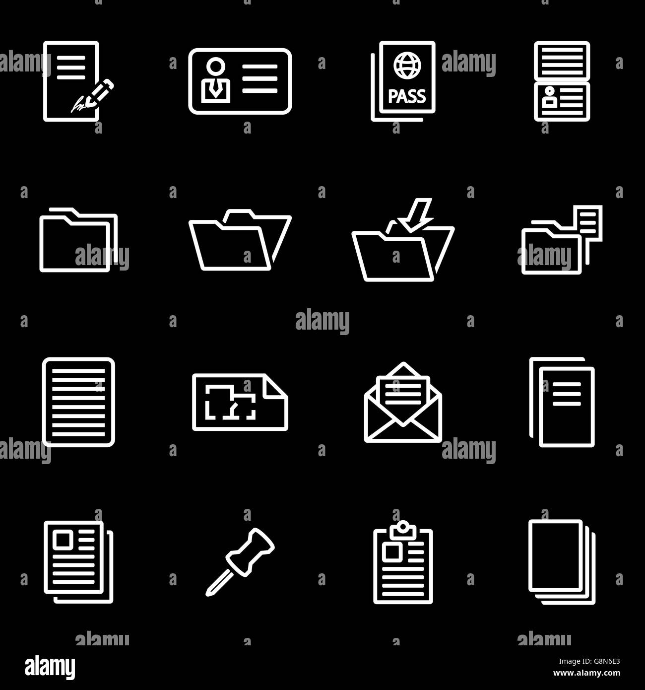 Vector line document icon set Stock Vector Image & Art - Alamy