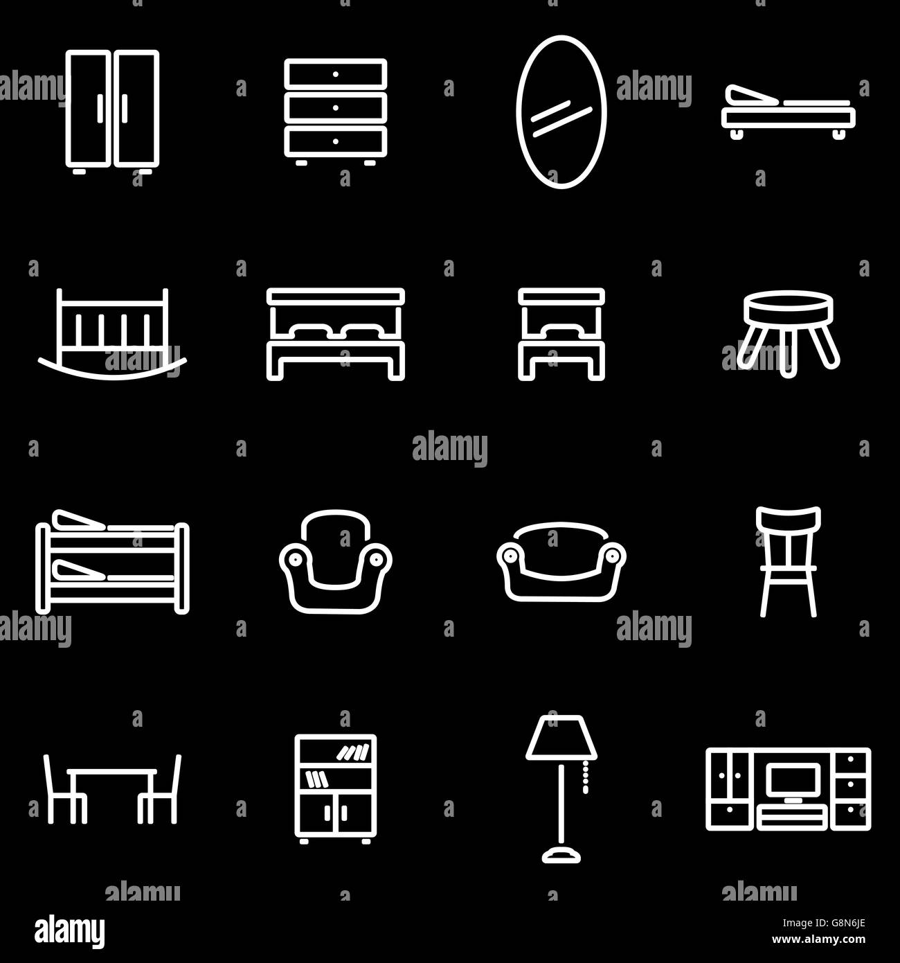 Vector line furniture icon set Stock Vector Image & Art - Alamy