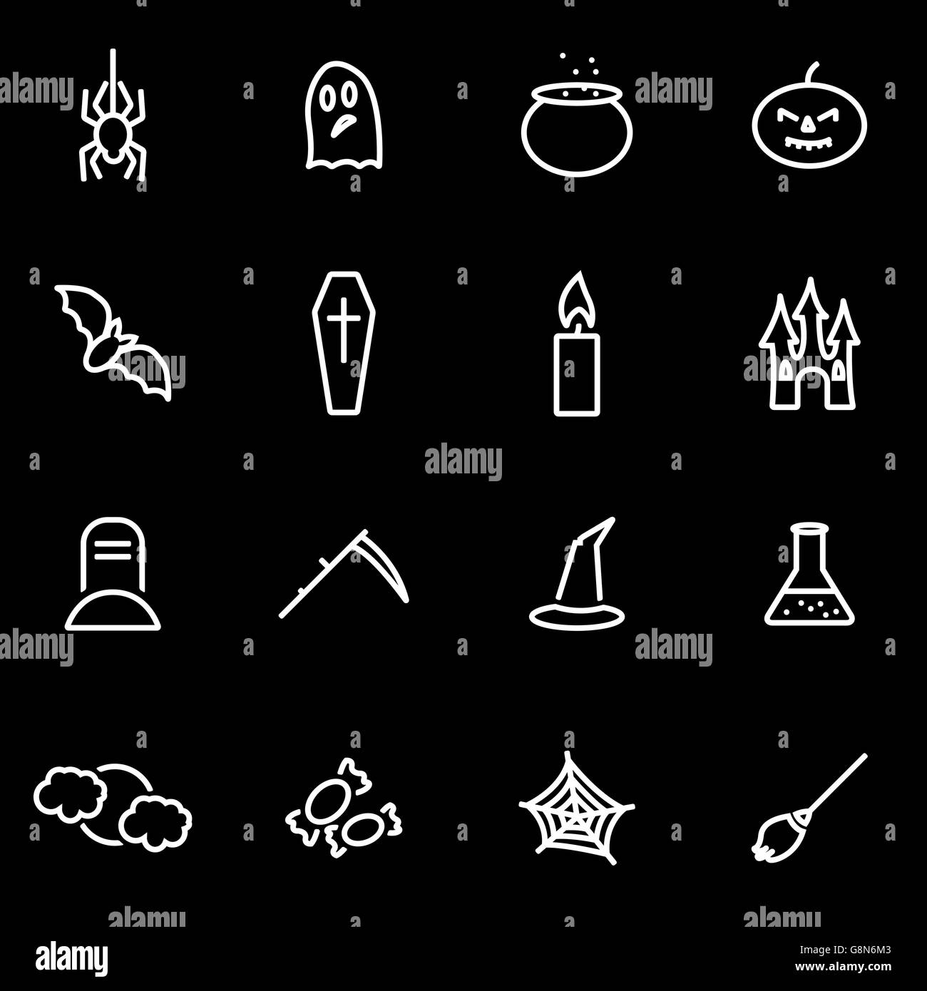 Vector line halloween icon set Stock Vector Image & Art - Alamy