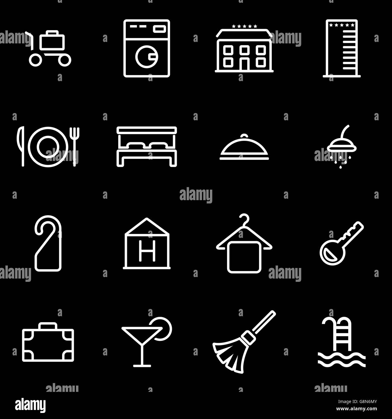 Vector line hotel icon set Stock Vector Image & Art - Alamy