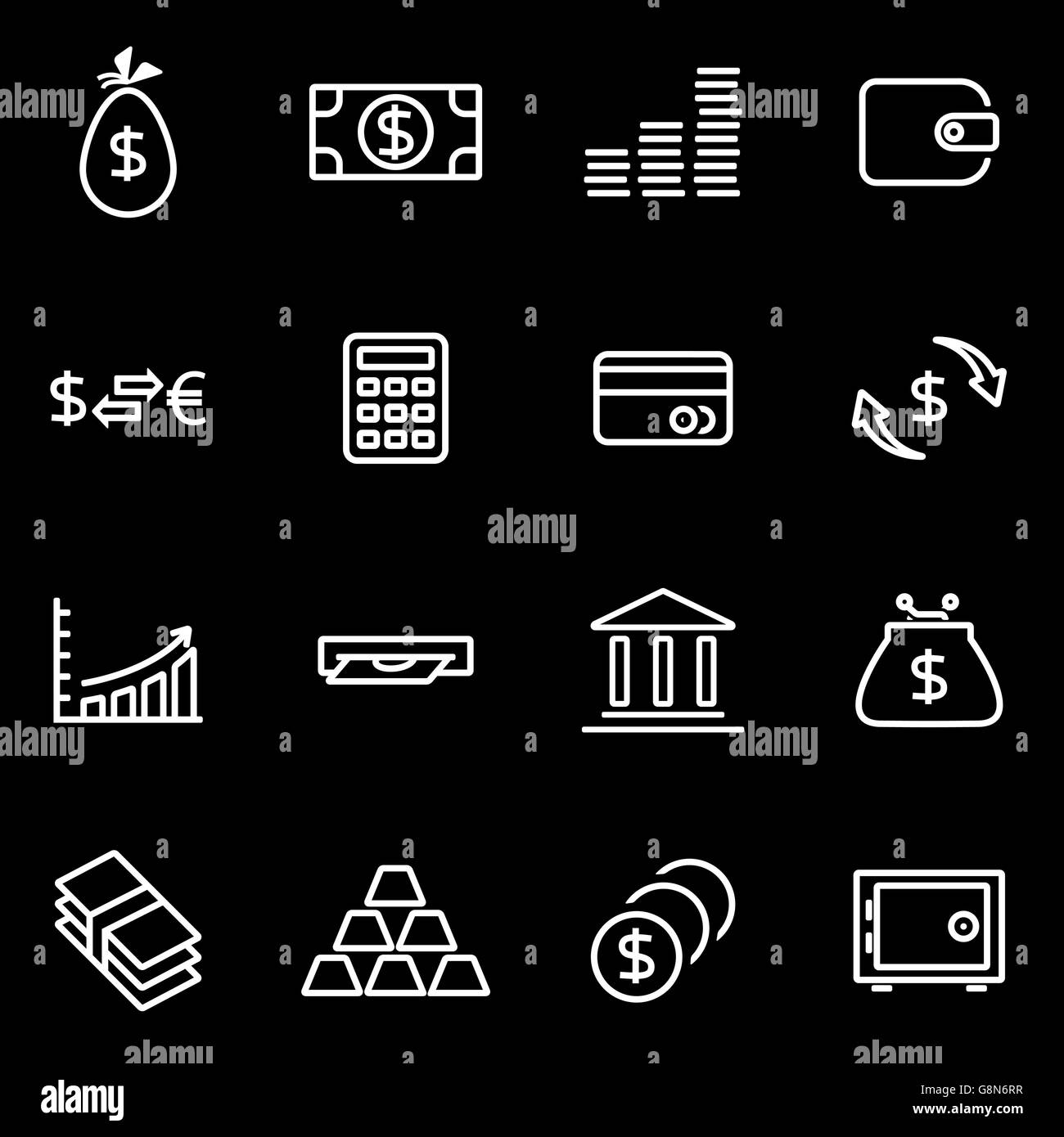 Vector line money icon set Stock Vector Image & Art - Alamy