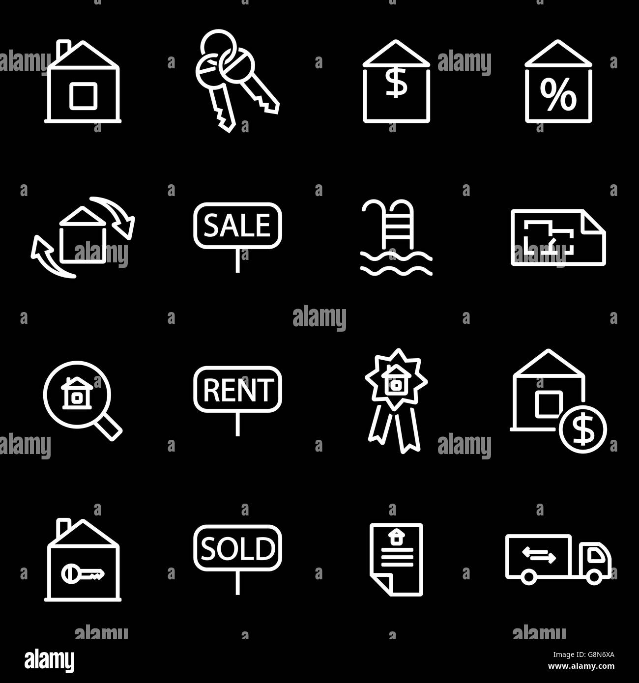 Vector line real estate icon set Stock Vector Image & Art - Alamy