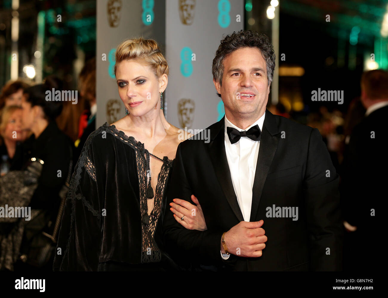Mark Ruffalo and Sunrise Coigney attending the EE British Academy Film Awards at the Royal Opera House, Bow Street, London. PRESS ASSOCIATION Photo. Picture date: Sunday February 14, 2016. See PA Story SHOWBIZ Baftas. Photo credit should read: Yui Mok/PA Wire Stock Photo