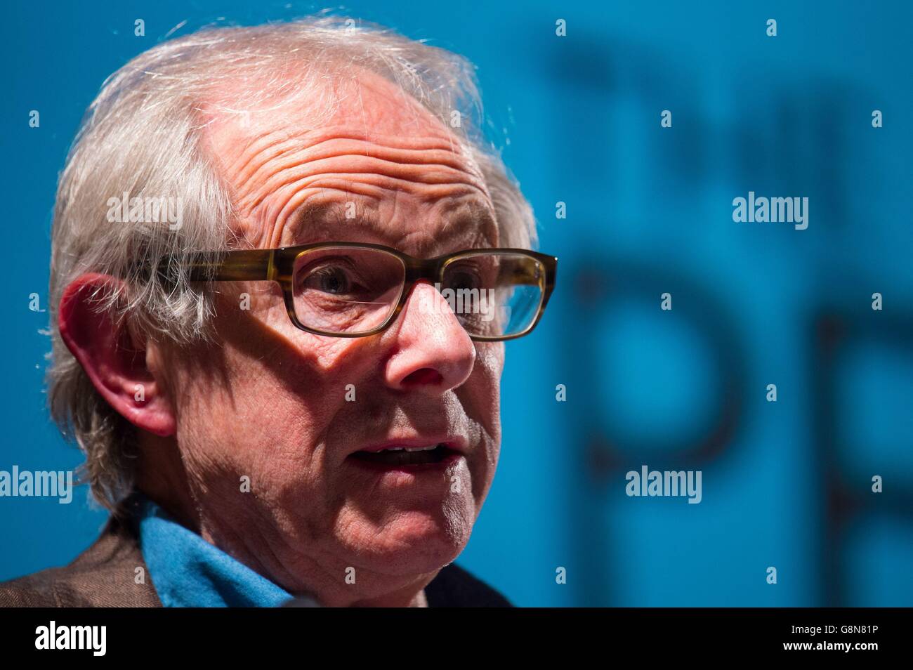 Ken Loach speaks during the Save Our NHS rally, at Conway Hall in London, organised by the People's Assembly, to defend the NHS and support junior doctors following the government's decision to impose new contracts. Stock Photo
