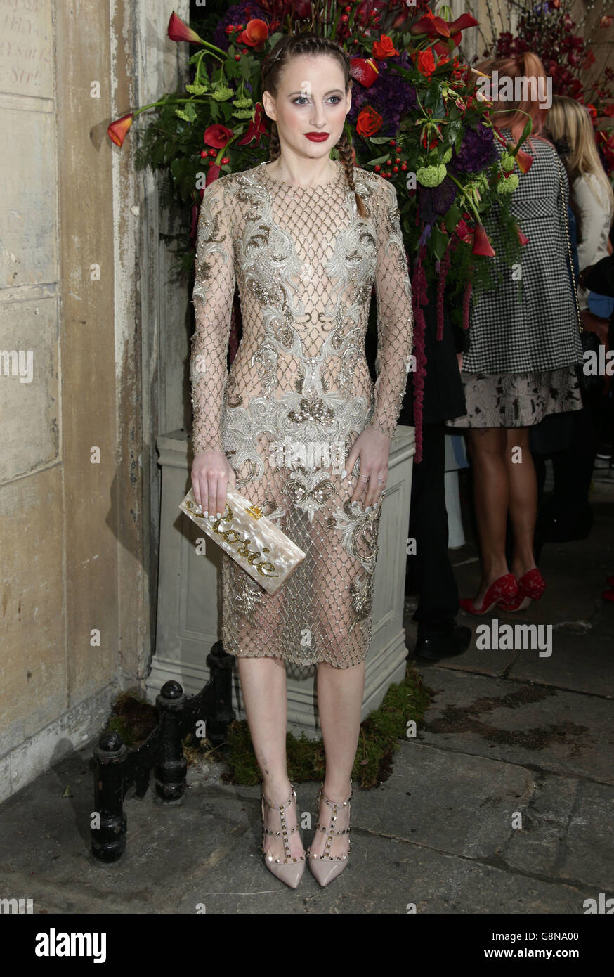 RETRANSMITTING CORRECTING SPELLING OF JULIAN TO JULIEN Rosie Fortescue attending the Julien Macdonald Autumn/Winter 2016 London Fashion Week show at One Mayfair, North Audley Street. Stock Photo